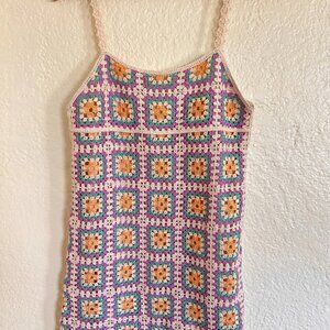 Zara Womens Sleeveless Crotched Mini Dress Tank Medium Bohemian Boho 70s 80s 90s